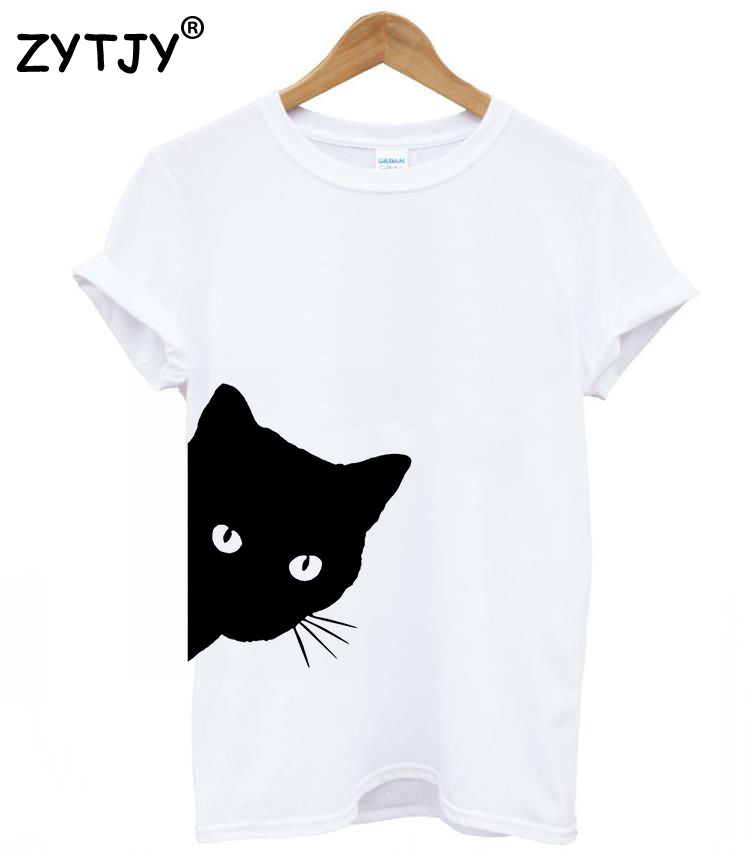 Cat look outside Print Women tshirt  ĳ־ Funny ..